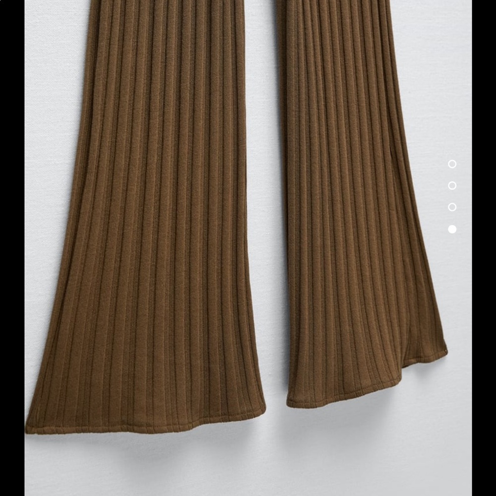 🆕 Zara 2-Piece Slit Ribbed Tunic & Flared Ribbed Pants Set SIZE Large - Picture 6 of 13